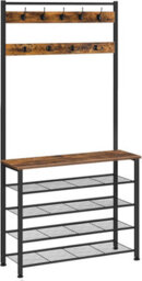 HOOBRO Coat Stand, Coat Rack With Shoe Storage, Free Standing Hall Tree With 9 Hooks, Shoe And Coat Rack For Hallway, Entryway - thumbnail 8