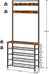 HOOBRO Coat Stand, Coat Rack With Shoe Storage, Free Standing Hall Tree With 9 Hooks, Shoe And Coat Rack For Hallway, Entryway - thumbnail 9