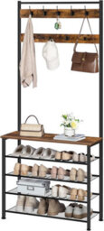 HOOBRO Coat Stand, Coat Rack With Shoe Storage, Free Standing Hall Tree With 9 Hooks, Shoe And Coat Rack For Hallway, Entryway - thumbnail 3