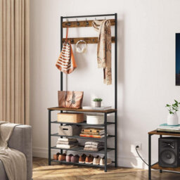 HOOBRO Coat Stand, Coat Rack With Shoe Storage, Free Standing Hall Tree With 9 Hooks, Shoe And Coat Rack For Hallway, Entryway - thumbnail 2