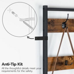 HOOBRO Coat Stand, Coat Rack With Shoe Storage, Free Standing Hall Tree With 9 Hooks, Shoe And Coat Rack For Hallway, Entryway - thumbnail 6