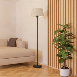 Eglo Febres White Fabric & Black Steel Traditional Floor Lamp - thumbnail 1