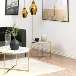 Furniture To Go Alisma Round Side Table With White Crystal Clear Marble Glass Top & Gold Legs - thumbnail 3