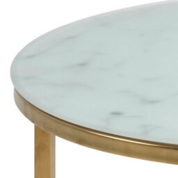 Furniture To Go Alisma Round Side Table With White Crystal Clear Marble Glass Top & Gold Legs - thumbnail 5