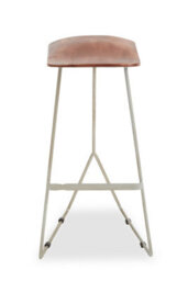 Orsina Brown Leather Bar Stool  With Silver Frame, Minimal Bar Stool With Footrest, Open Frame Kitchen Stool - thumbnail 6