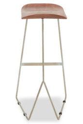 Orsina Brown Leather Bar Stool  With Silver Frame, Minimal Bar Stool With Footrest, Open Frame Kitchen Stool - thumbnail 5