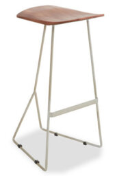 Orsina Brown Leather Bar Stool  With Silver Frame, Minimal Bar Stool With Footrest, Open Frame Kitchen Stool - thumbnail 2