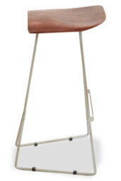 Orsina Brown Leather Bar Stool  With Silver Frame, Minimal Bar Stool With Footrest, Open Frame Kitchen Stool - thumbnail 4