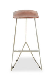 Orsina Brown Leather Bar Stool  With Silver Frame, Minimal Bar Stool With Footrest, Open Frame Kitchen Stool - thumbnail 1
