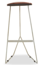 Orsina Brown Leather Bar Stool  With Silver Frame, Minimal Bar Stool With Footrest, Open Frame Kitchen Stool - thumbnail 3