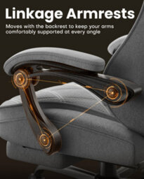 Fabric Gaming Chair For Adults, Massage Computer Chairs With Footrest, Headrest And Lumbar Support, Silver Grey - thumbnail 8