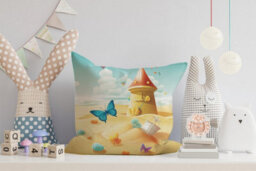 Warren Reed Designer Doggy On A Beach Holiday Cushions 45Cm X 45Cm - thumbnail 2