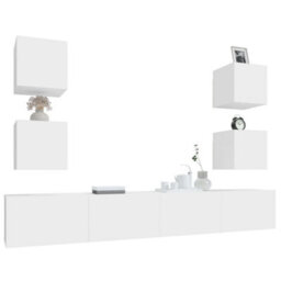 Berkfield 6 Piece Tv Cabinet Set White Engineered Wood - thumbnail 4