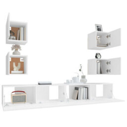 Berkfield 6 Piece Tv Cabinet Set White Engineered Wood - thumbnail 5