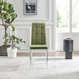 Furniturebox Paloma 2X Green Fabric Silver Legs Dining Chairs - Dining Chairs Set Of 2 - Kitchen Chairs - Green Dining Chairs - thumbnail 5