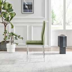 Furniturebox Paloma 2X Green Fabric Silver Legs Dining Chairs - Dining Chairs Set Of 2 - Kitchen Chairs - Green Dining Chairs - thumbnail 6