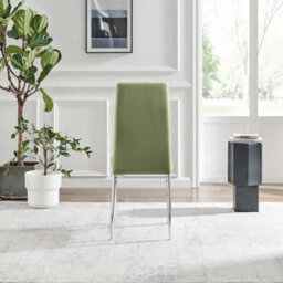 Furniturebox Paloma 2X Green Fabric Silver Legs Dining Chairs - Dining Chairs Set Of 2 - Kitchen Chairs - Green Dining Chairs - thumbnail 7