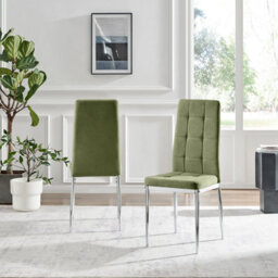 Furniturebox Paloma 2X Green Fabric Silver Legs Dining Chairs - Dining Chairs Set Of 2 - Kitchen Chairs - Green Dining Chairs - thumbnail 3