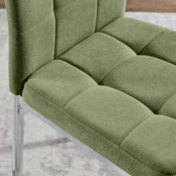 Furniturebox Paloma 2X Green Fabric Silver Legs Dining Chairs - Dining Chairs Set Of 2 - Kitchen Chairs - Green Dining Chairs - thumbnail 8