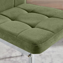 Furniturebox Paloma 2X Green Fabric Silver Legs Dining Chairs - Dining Chairs Set Of 2 - Kitchen Chairs - Green Dining Chairs - thumbnail 9
