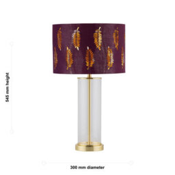 First Choice Lighting Aura - Satin Brass Table Lamp With Burgundy Fern Cut Out Shade - thumbnail 5