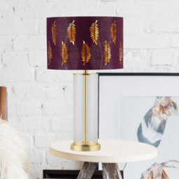 First Choice Lighting Aura - Satin Brass Table Lamp With Burgundy Fern Cut Out Shade - thumbnail 3