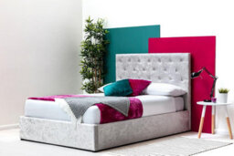 Parwich Silver Crushed Velvet Gas Lift Storage Ottoman Bed King Size 5Ft - thumbnail 6
