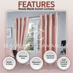 Gc Gaveno Cavailia Shiny Stripe Aura Curtains 90X90 Pink For Living Room Ring Top Window Panels With Matching Tie Backs - thumbnail 3