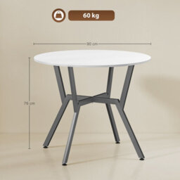Homcom Small Kitchen Table With Black Steel Legs, Dining Table, High Gloss White - thumbnail 3
