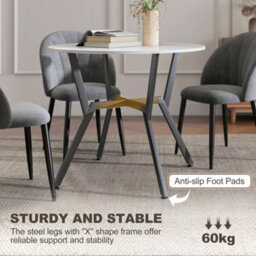 Homcom Small Kitchen Table With Black Steel Legs, Dining Table, High Gloss White - thumbnail 5