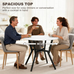 Homcom Small Kitchen Table With Black Steel Legs, Dining Table, High Gloss White - thumbnail 6