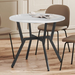 Homcom Small Kitchen Table With Black Steel Legs, Dining Table, High Gloss White - thumbnail 9