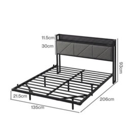 Levede Double Floating Bed Frame Upholstered Usb Storage Headboard With Led - thumbnail 4