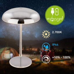 Briloner Chrome Table Lamp Led Rechargeable Night Bedside Desk Light Dimmable Cordless - thumbnail 4
