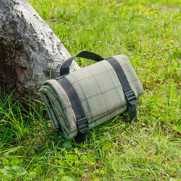 Dibor Vintage Luxury Green Tweed Outdoor Garden Picnic Blanket - thumbnail 1