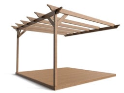 Arbor Garden Solutions Wall Mounted Pergola And Decking Complete Diy Kit, Dinasty Design (3M X 3M, Rustic Brown Finish) - thumbnail 1