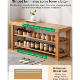 3 Tier Wooden Shoe Rack Storage Bench - thumbnail 4