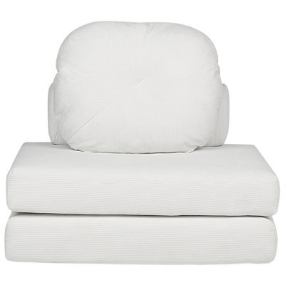 Wyld And Coco Novahome Sofa Pouffe Bed White Jumbo Corduroy - Convertible Single Sleeper, Tool-Free Assembly - image 1