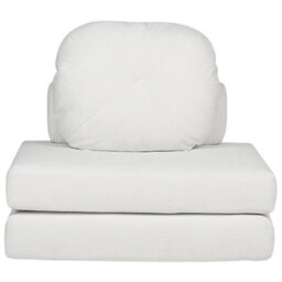 Wyld And Coco Novahome Sofa Pouffe Bed White Jumbo Corduroy - Convertible Single Sleeper, Tool-Free Assembly - thumbnail 1