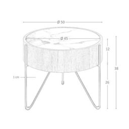 Angel Cerda Elegant Round Corner Table In Porcelain Marble And Walnut With Black Steel Legs - thumbnail 7