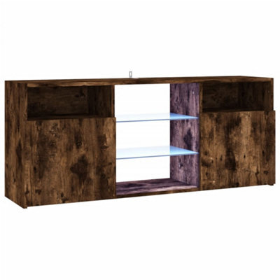 Vidaxl Tv Cabinet With Led Lights Smoked Oak 120X30X50 Cm Tv Cabinets - image 1