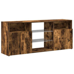Vidaxl Tv Cabinet With Led Lights Smoked Oak 120X30X50 Cm Tv Cabinets - thumbnail 6