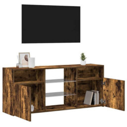 Vidaxl Tv Cabinet With Led Lights Smoked Oak 120X30X50 Cm Tv Cabinets - thumbnail 5