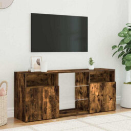Vidaxl Tv Cabinet With Led Lights Smoked Oak 120X30X50 Cm Tv Cabinets - thumbnail 4