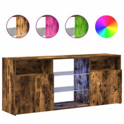 Vidaxl Tv Cabinet With Led Lights Smoked Oak 120X30X50 Cm Tv Cabinets - thumbnail 2