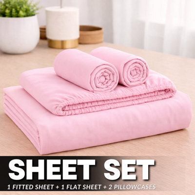 ARLinens Thermal Flannelette Sheet Set 100% Brushed Cotton 4Pc Fitted Flat Sheet Pillowcases