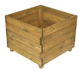 Ruddings Wood Large Square Wooden Garden Planter Plant Flower Trough Timber Box Pot Heavy Duty - thumbnail 2