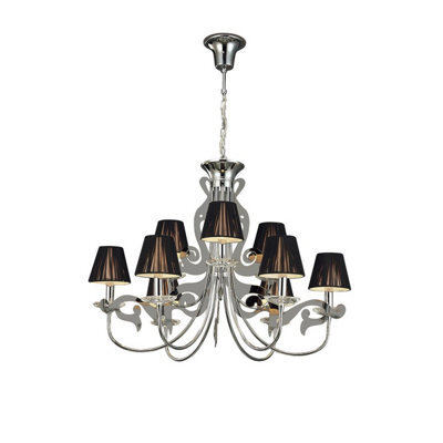 Luminosa Lighting Luminosa Acanto Pendant Round 9 Light E14, Polished Chrome With Black Shades - image 1