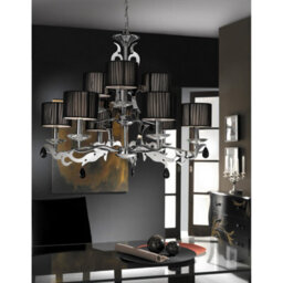 Luminosa Lighting Luminosa Acanto Pendant Round 9 Light E14, Polished Chrome With Black Shades - thumbnail 3