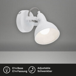 Briloner White Wall Light Spotlight Industrial Retro Lamp E14 Adjustable Metal Spot - thumbnail 2
